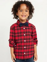 Long-Sleeve Printed Shirt and Bow-Tie Set for Toddler Boys