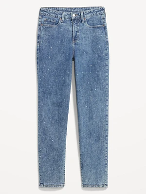 High-Waisted OG Straight Embellished Ankle Jeans