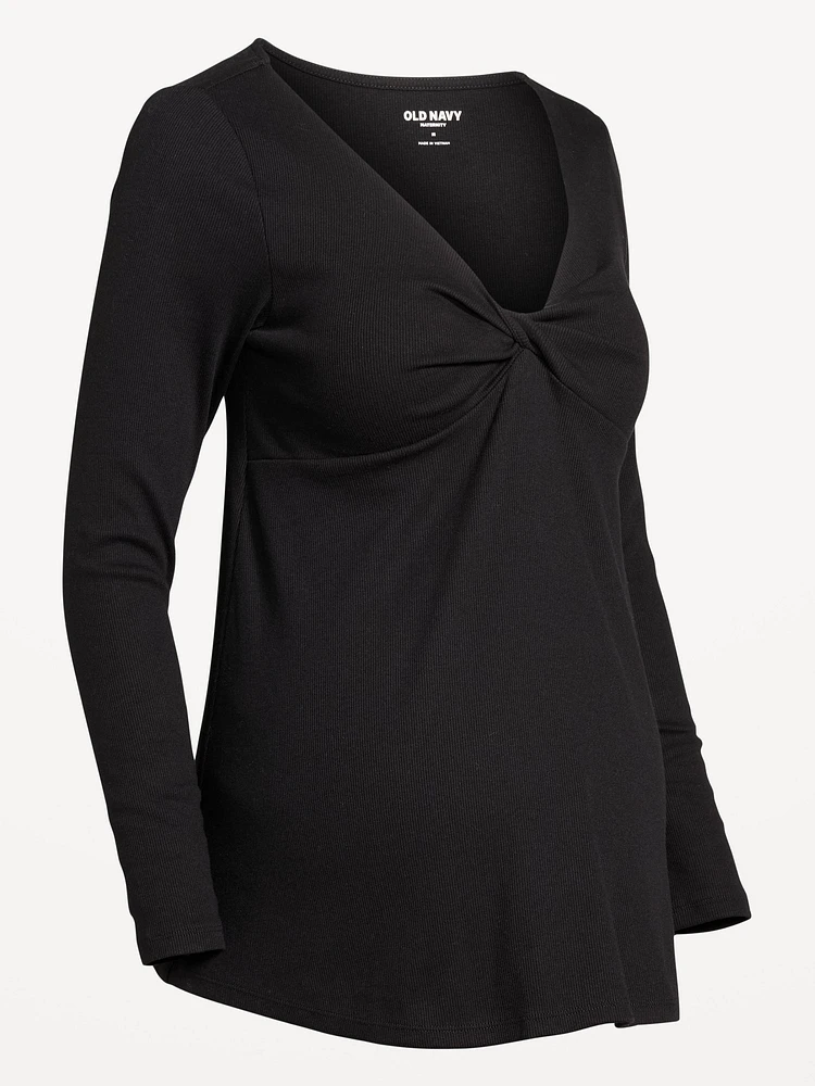 Maternity Twist-Front Ribbed Top