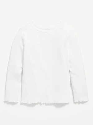 Long-Sleeve Lettuce-Edge T-Shirt for Toddler Girls