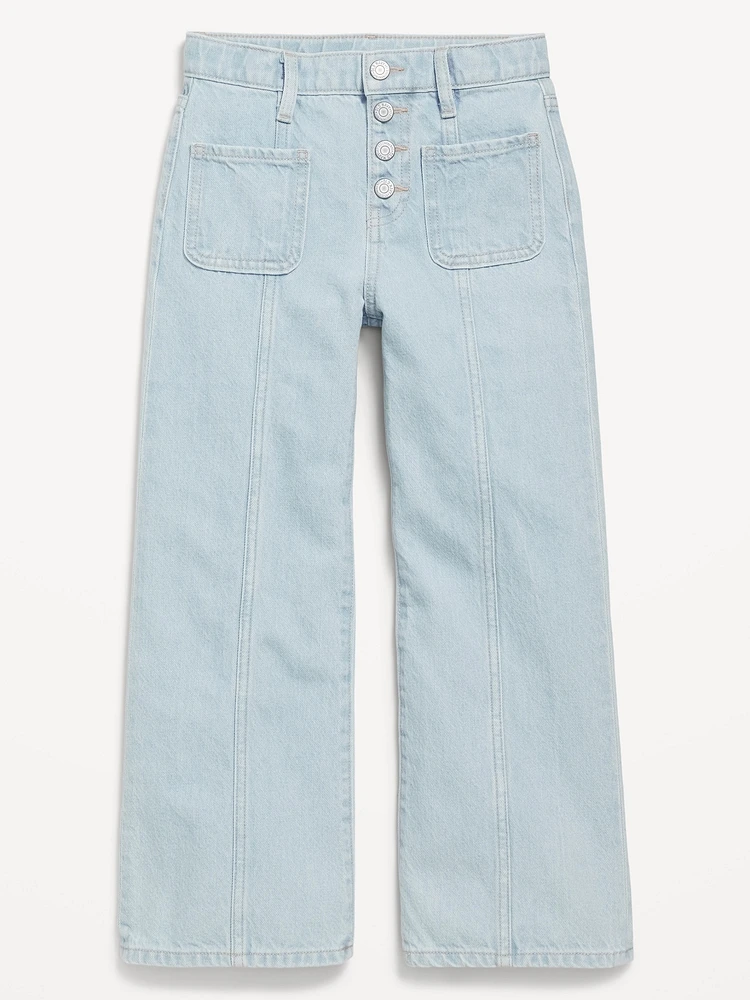 High-Waisted Button-Fly Super Baggy Wide-Leg Jeans for Girls