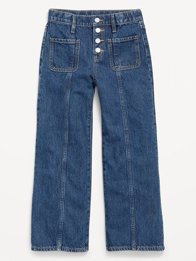 High-Waisted Super Baggy Button-Fly Wide-Leg Utility Jeans for Girls