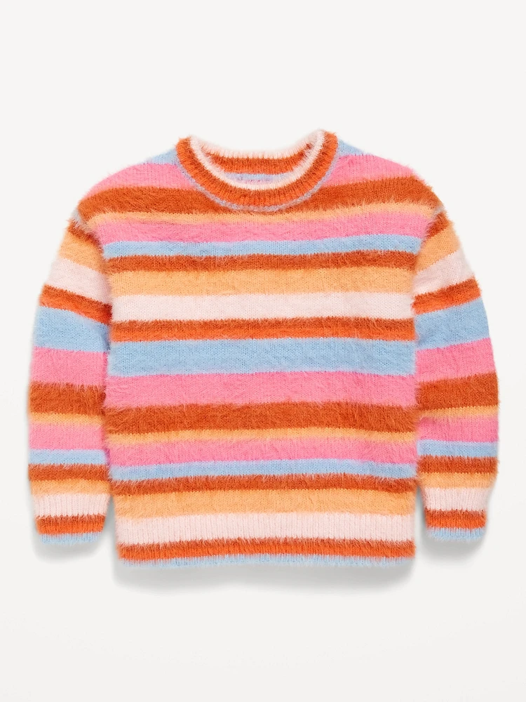 Long-Sleeve Striped Eyelash Sweater for Toddler Girls