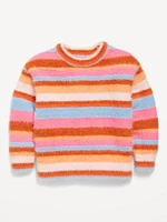 Long-Sleeve Striped Eyelash Sweater for Toddler Girls