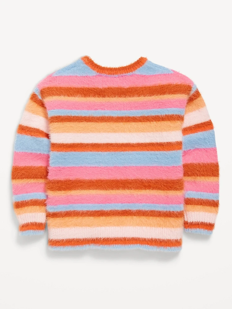 Long-Sleeve Striped Eyelash Sweater for Toddler Girls