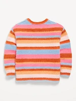 Long-Sleeve Striped Eyelash Sweater for Toddler Girls