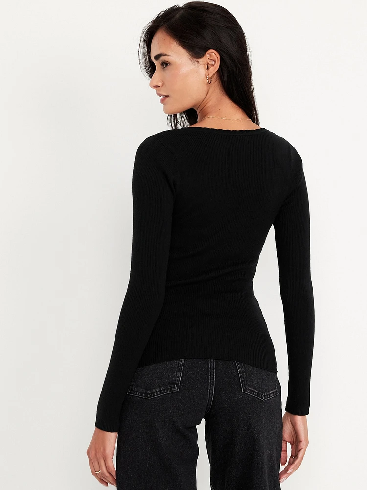 Long-Sleeve Ribbed Sweater