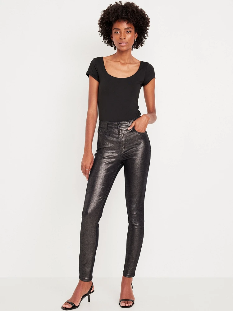 High-Waisted Shine Rockstar Super-Skinny Jeans