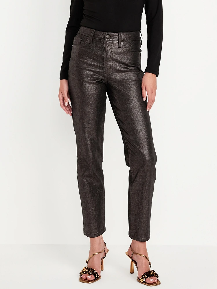 High-Waisted Shine OG Straight Ankle Jeans