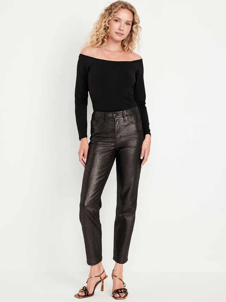 High-Waisted Shine OG Straight Ankle Jeans