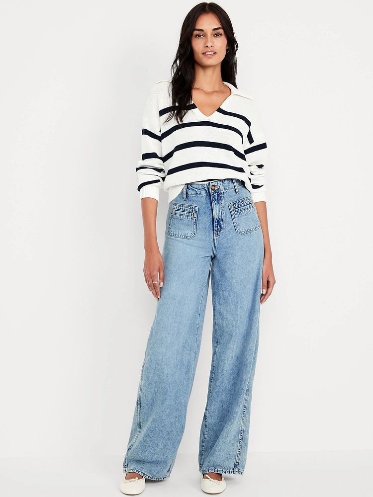 High-Waisted Baggy Wide-Leg Trouser Jeans