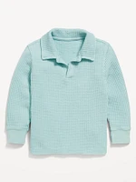 Long-Sleeve Collared Thermal-Knit Shirt for Toddler Boys