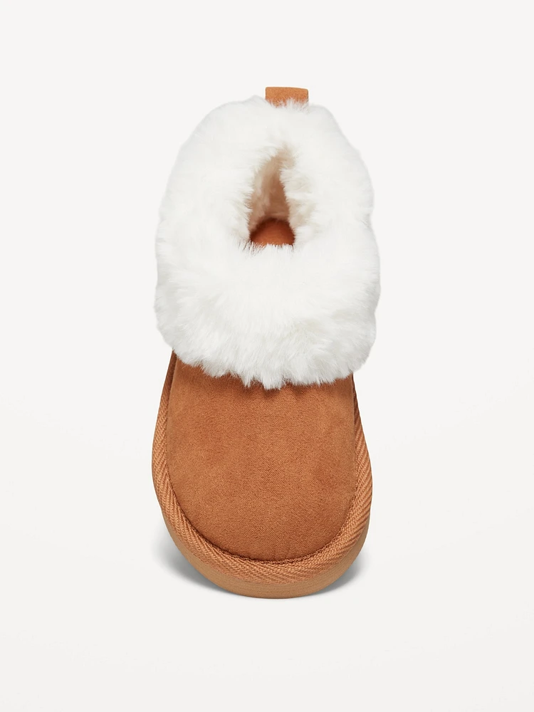 Faux-Suede Faux-Fur Lined Mini Boots for Toddler Girls