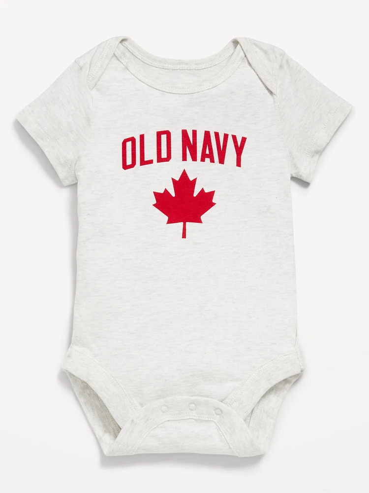 Unisex Short-Sleeve Canada Logo-Graphic Bodysuit for Baby