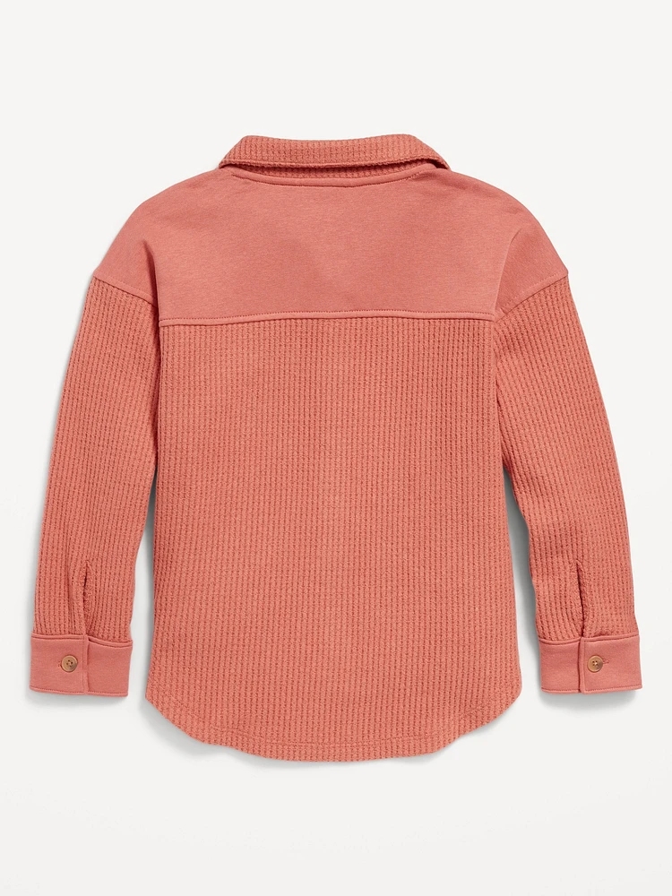 Cozy Waffle-Knit Shacket for Girls