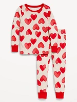 Unisex Heart-Print Pajama Set for Toddler & Baby