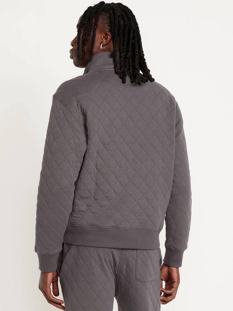 Quarter-Snap Quilted Fleece Sweatshirt