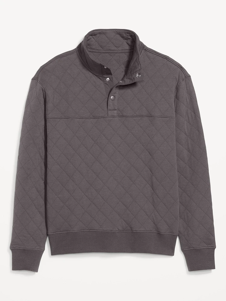 Quarter-Snap Quilted Fleece Sweatshirt