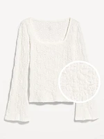 Textured Lace Scoop-Neck Top