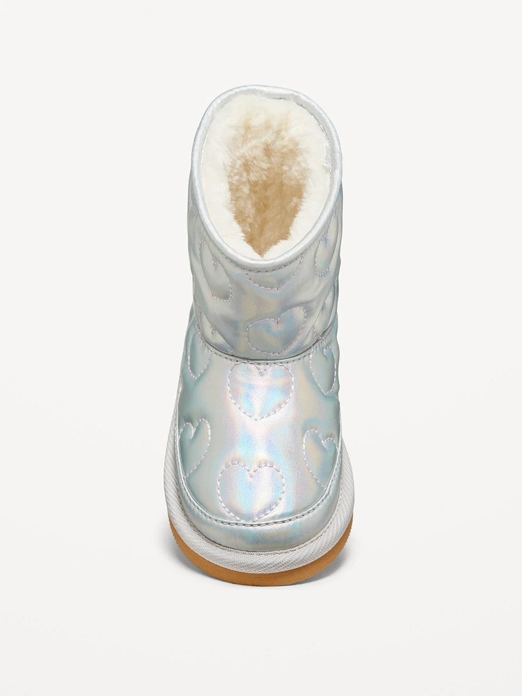 Metallic Quilted Faux-Fur Lined Boots for Toddler Girls