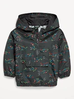 Oversized Water-Resistant Half-Zip Hooded Jacket for Toddler Boys