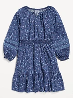 Printed Long-Sleeve Fit and Flare Dress for Girls