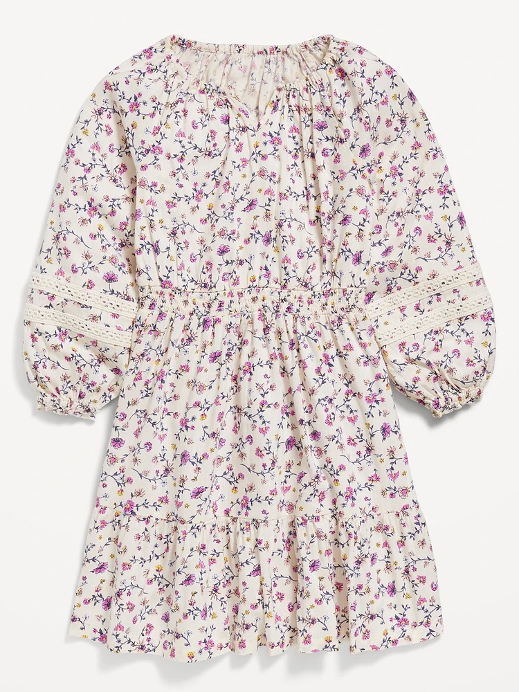 Printed Long-Sleeve Fit and Flare Dress for Girls