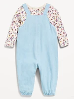 Long-Sleeve Cozy-Knit T-Shirt and Overalls Set for Baby