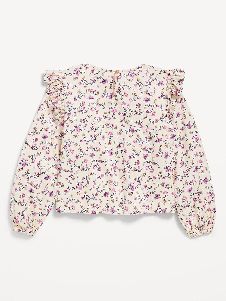 Long-Sleeve Ruffle-Trim Top for Girls