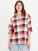 Flannel Boyfriend Button-Down Shirt