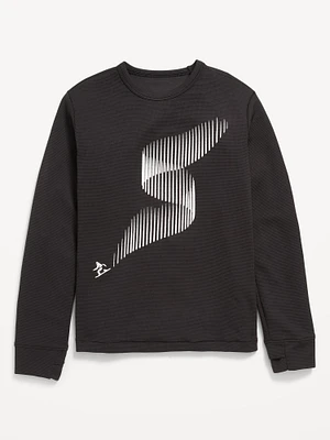 Long-Sleeve Waffle-Knit Graphic Performance Top for Boys