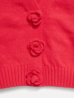 Button-Front Cardigan Sweater for Girls