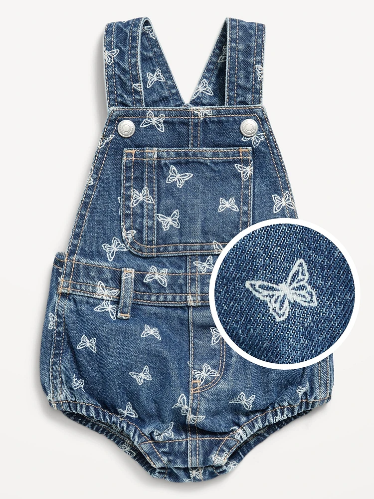 Printed Jean Shortalls for Baby