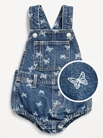 Printed Jean Shortalls for Baby