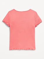 Short-Sleeve Lettuce-Edge T-Shirt for Girls