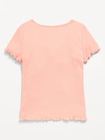 Short-Sleeve Lettuce-Edge T-Shirt for Girls