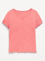 Short-Sleeve Lettuce-Edge T-Shirt for Girls