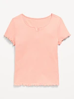 Short-Sleeve Lettuce-Edge T-Shirt for Girls