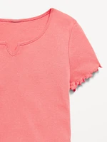 Short-Sleeve Lettuce-Edge T-Shirt for Girls