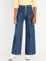 High-Waisted Super Baggy Button-Fly Wide-Leg Utility Jeans for Girls