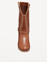 Tall Faux-Leather Buckled Boots for Girls