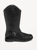 Tall Faux-Leather Buckled Boots for Girls