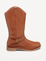 Tall Faux-Leather Buckled Boots for Girls