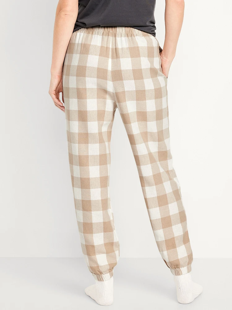 High-Waisted Flannel Pajama Joggers