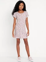 Short-Sleeve Henley Dress for Girls