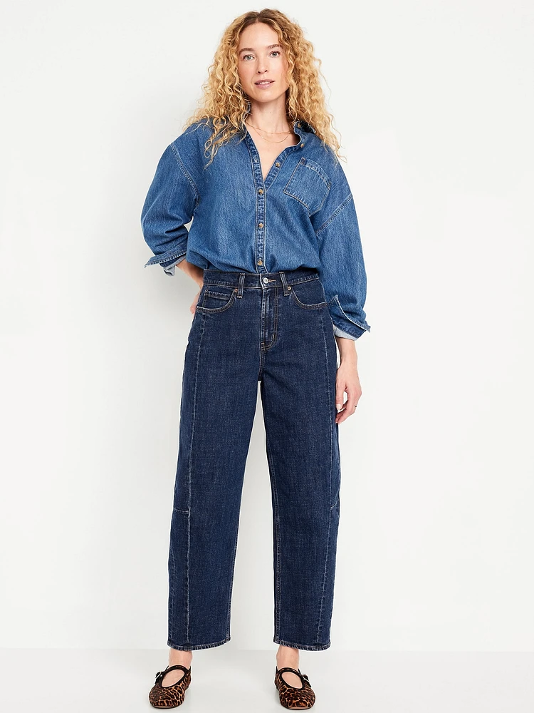 High-Waisted Barrel Ankle Jeans