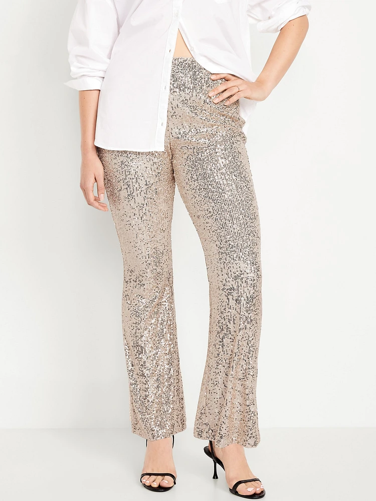 High-Waisted Sequin Flare Pants