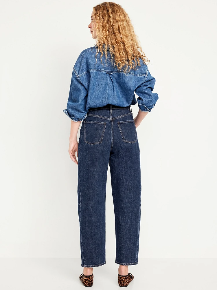 High-Waisted Barrel Ankle Jeans