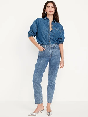 High-Waisted OG Straight Embellished Ankle Jeans