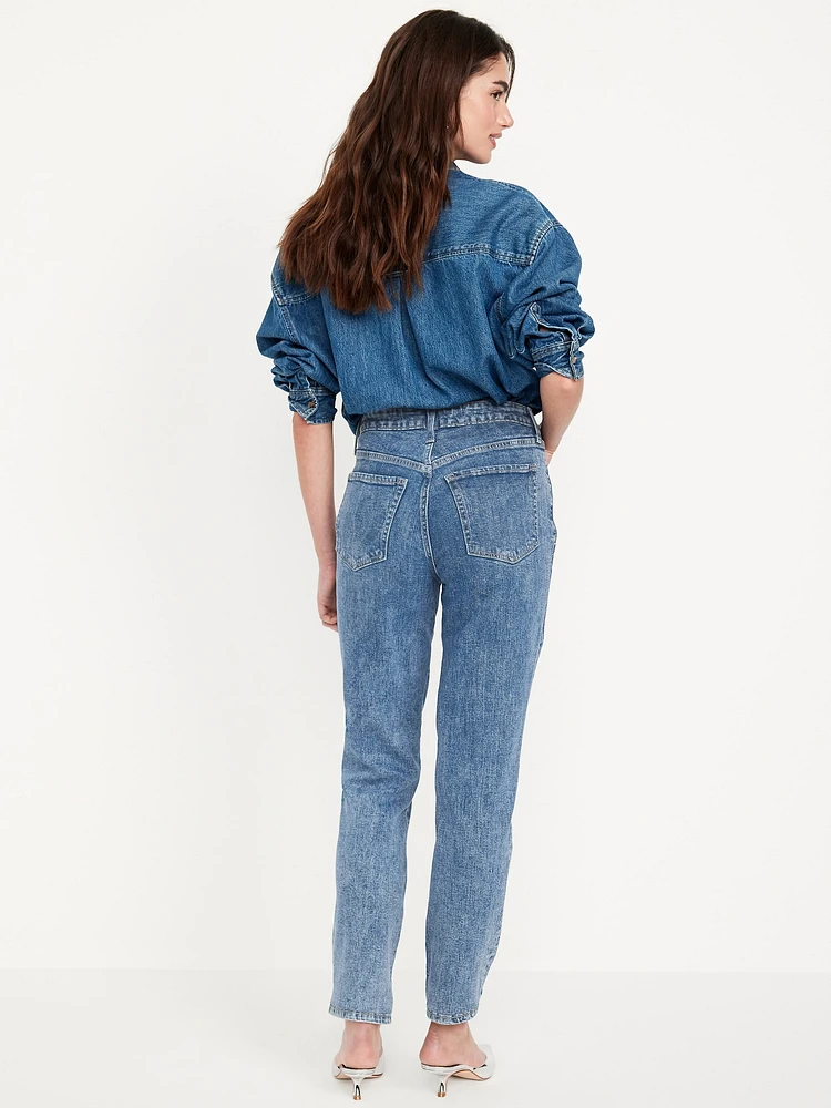 High-Waisted OG Straight Rhinestone-Embellished Ankle Jeans